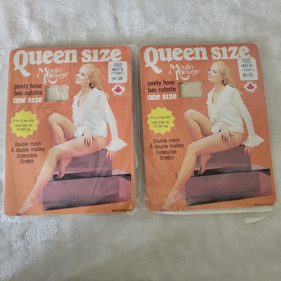Vintage Queen Size Moulin Rouge Panty Hose - Ivory. 160-200 Lbs - Picture 8 of 8